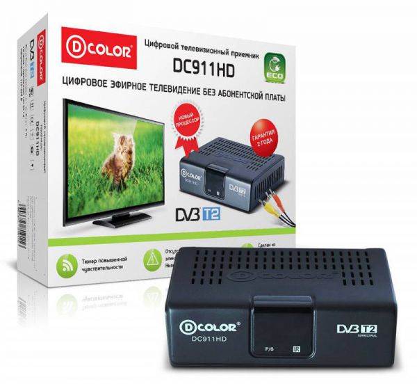 Ресивер DVB-T2 D-COLOR DC911HD ECO - черный